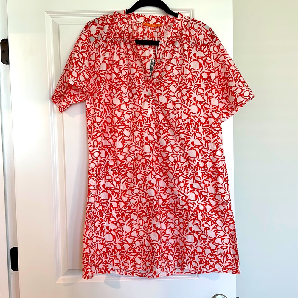 Oliphant Orange and White Mini Dress